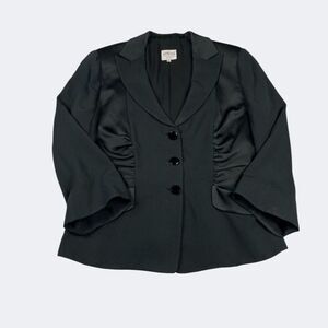 Armani Collezioni Tailored Peplum Blazer Black Ruched Waist Event Work Jacket 12